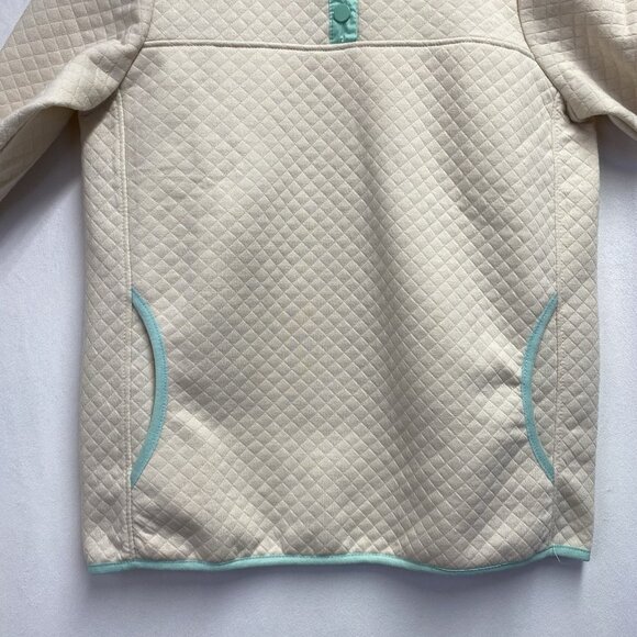 JNY-JONES NEW YORK Quilted Pullover Snap Mock Neck Sweatshirt Women Small Cream - Picture 10 of 16
